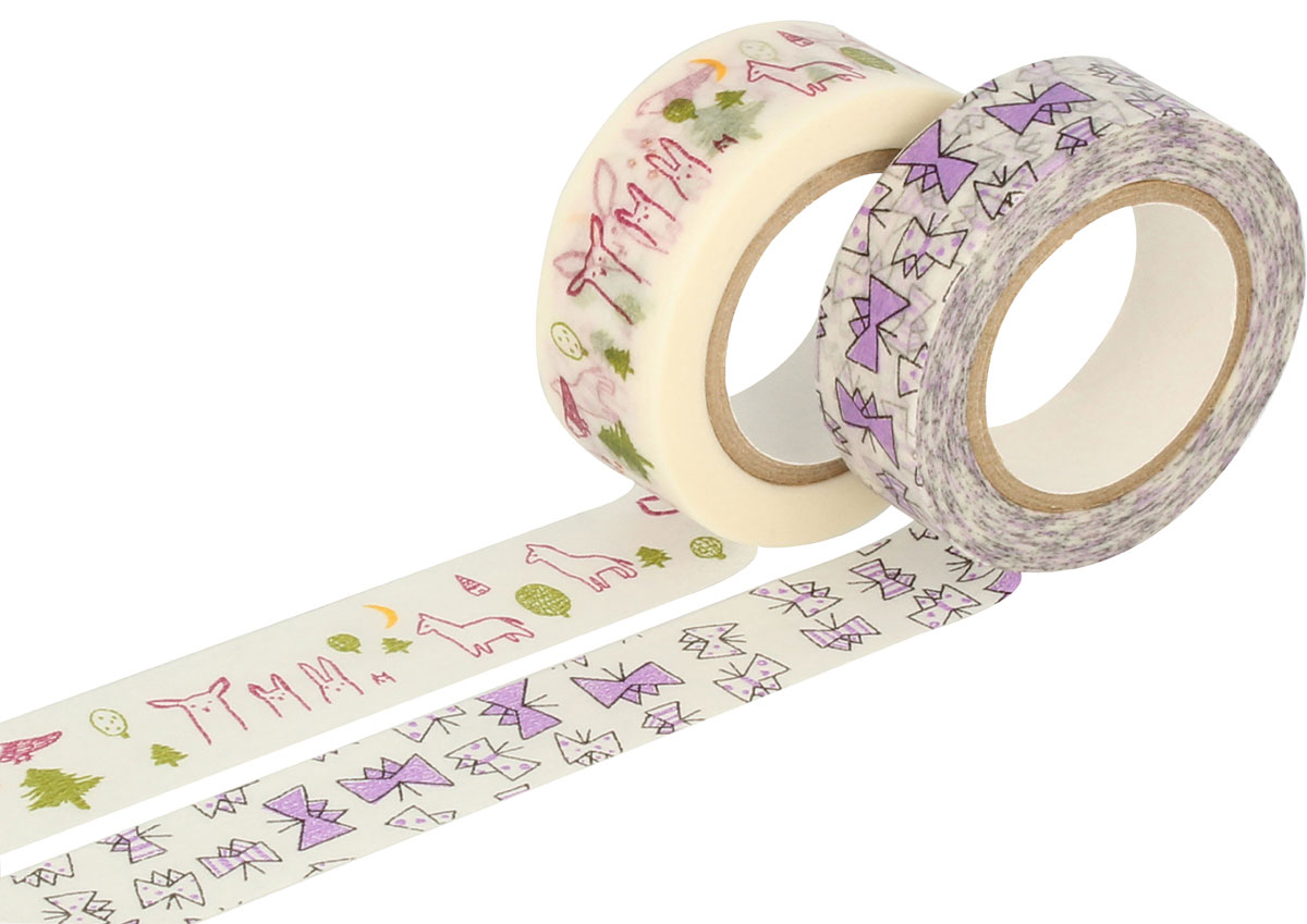 CL29927-04 Set 2 rubans adhesifs masking tape washi designs et mesures assorties B Classiky s