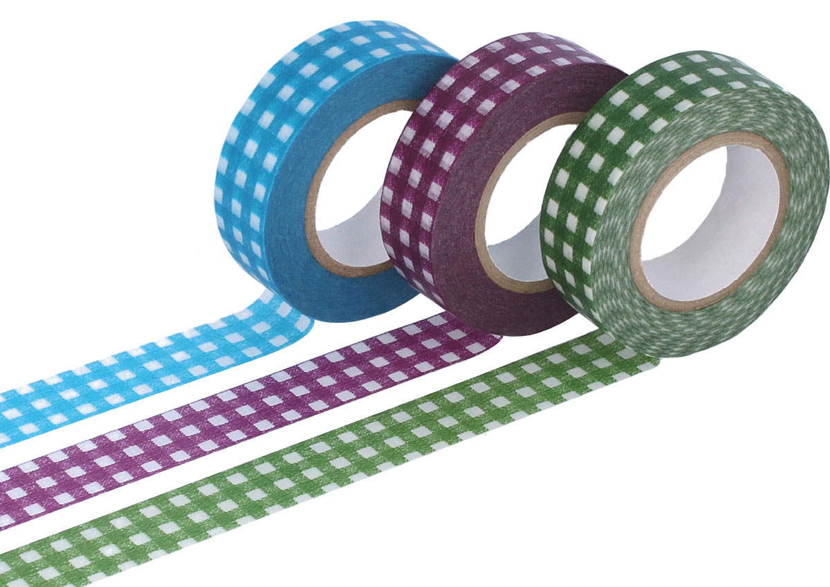 CL45012-01 Set 3 cintas adhesivas masking tape washi cuadros colores surtidos Classiky s