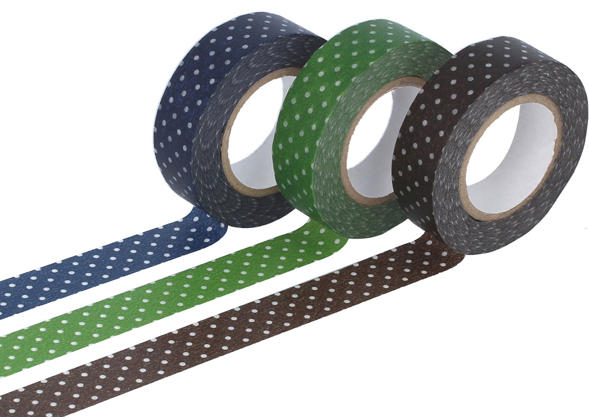 CL45012-02 Set 3 cintas adhesivas masking tape washi puntos oscuro colores surtidos Classiky s