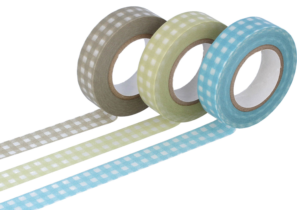 CL45026-01 Set 3 rubans adhesifs masking tape washi carres couleurs assorties Classiky s