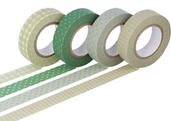 CL45027-02 Set 4 cintas adhesivas masking tape washi verde disenos surtidos Classiky s - Ítem