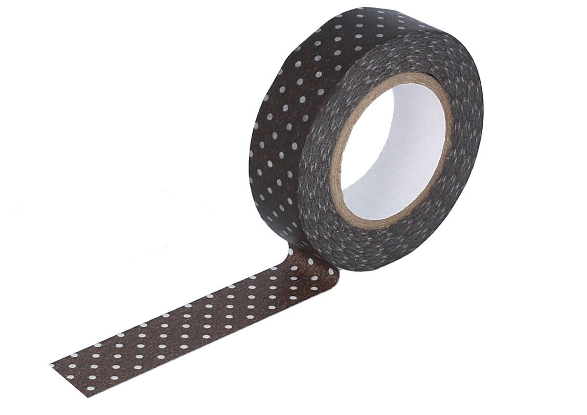 CL45028-05 Cinta adhesiva masking tape washi puntitos marron oscuro Classiky s