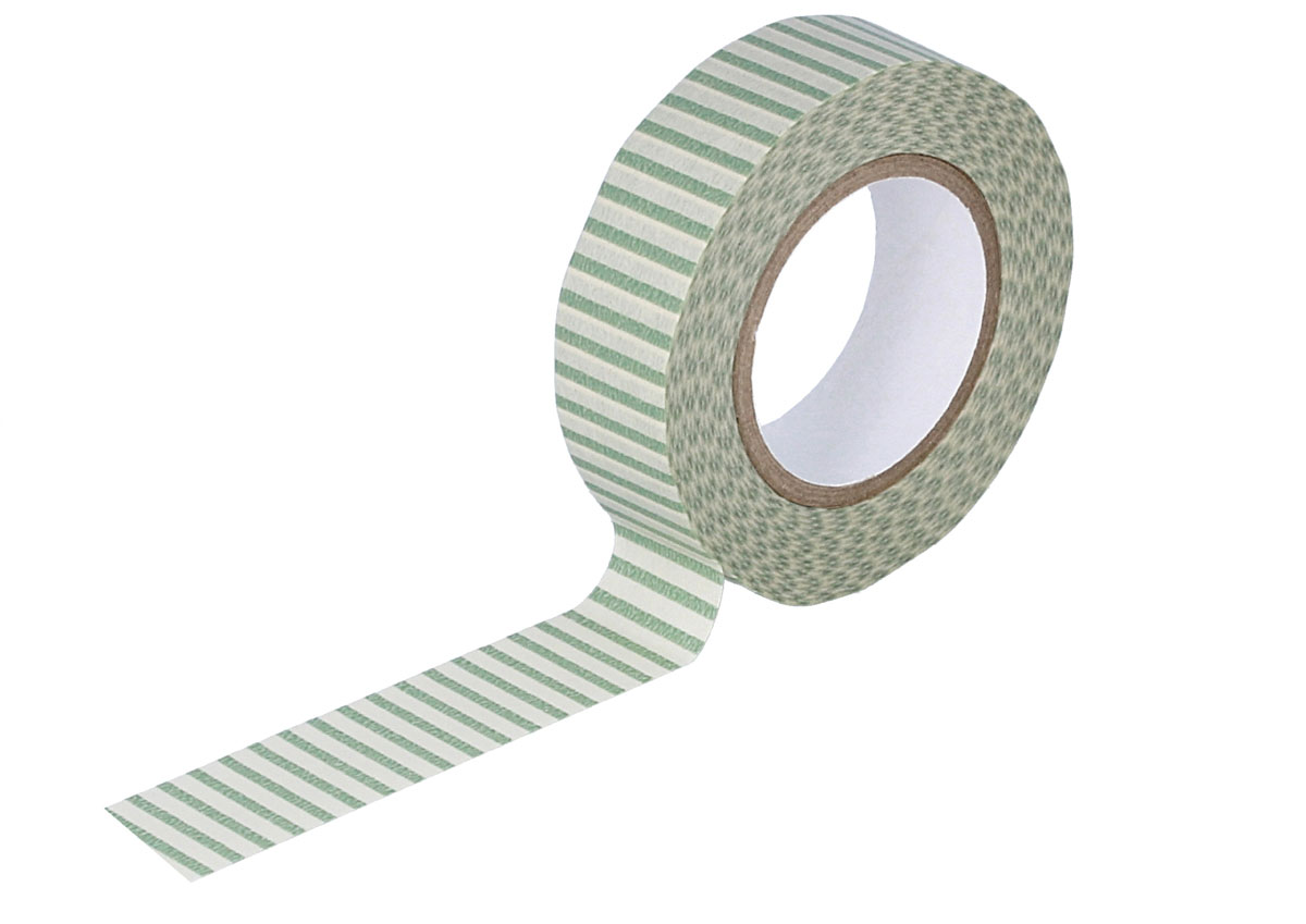 CL45028-10 Cinta adhesiva masking tape washi rayas verde Classiky s