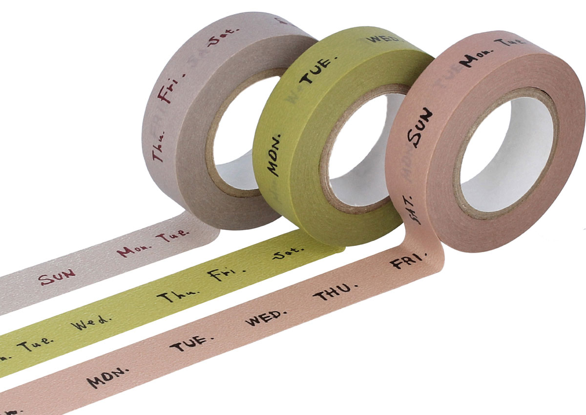 CL45202-01 Set 3 rubans adhesifs masking tape washi weekly couleurs assorties Classiky s