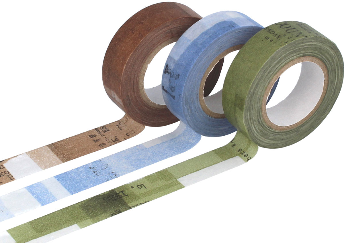 CL45202-03 Set 3 rubans adhesifs masking tape washi collage couleurs assorties Classiky s