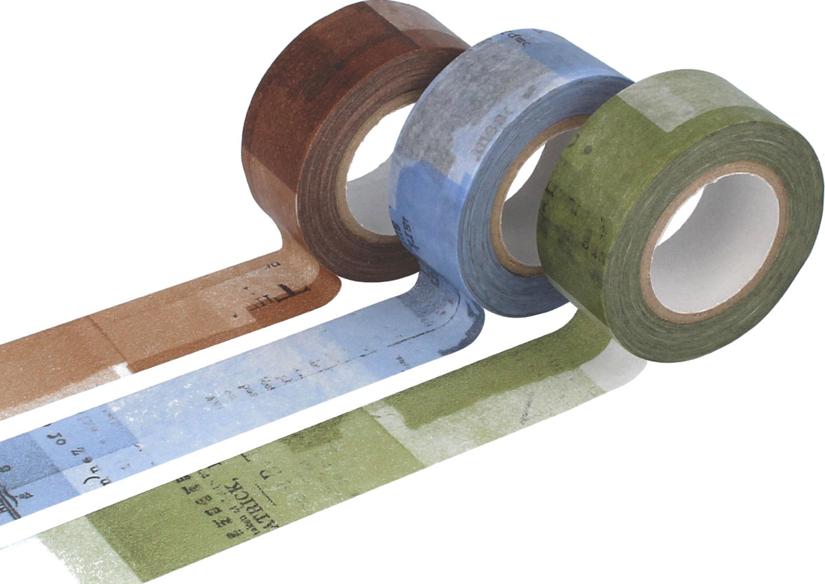 CL45202-04 Set 3 rubans adhesifs masking tape washi collage couleurs assorties Classiky s