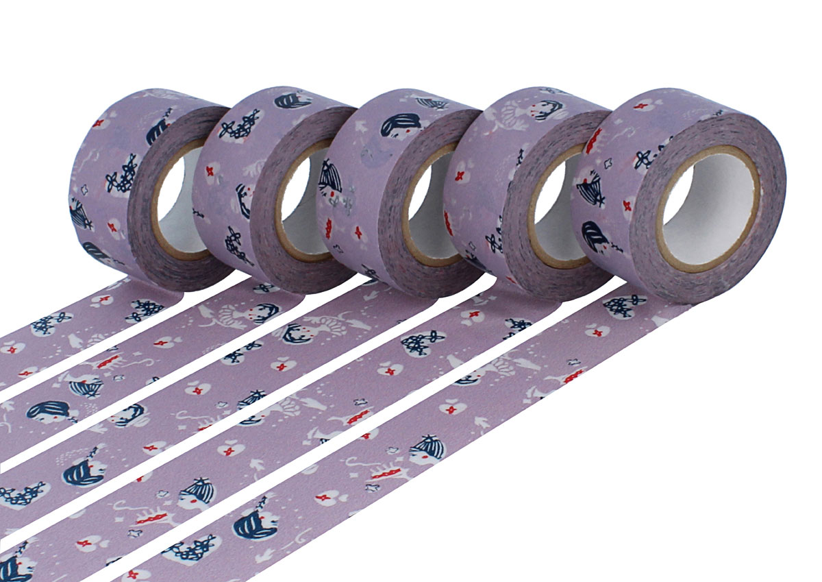 CL45321-05 Set 5 rubans adhesifs masking tape washi girls Asamurasaki lila Classiky s