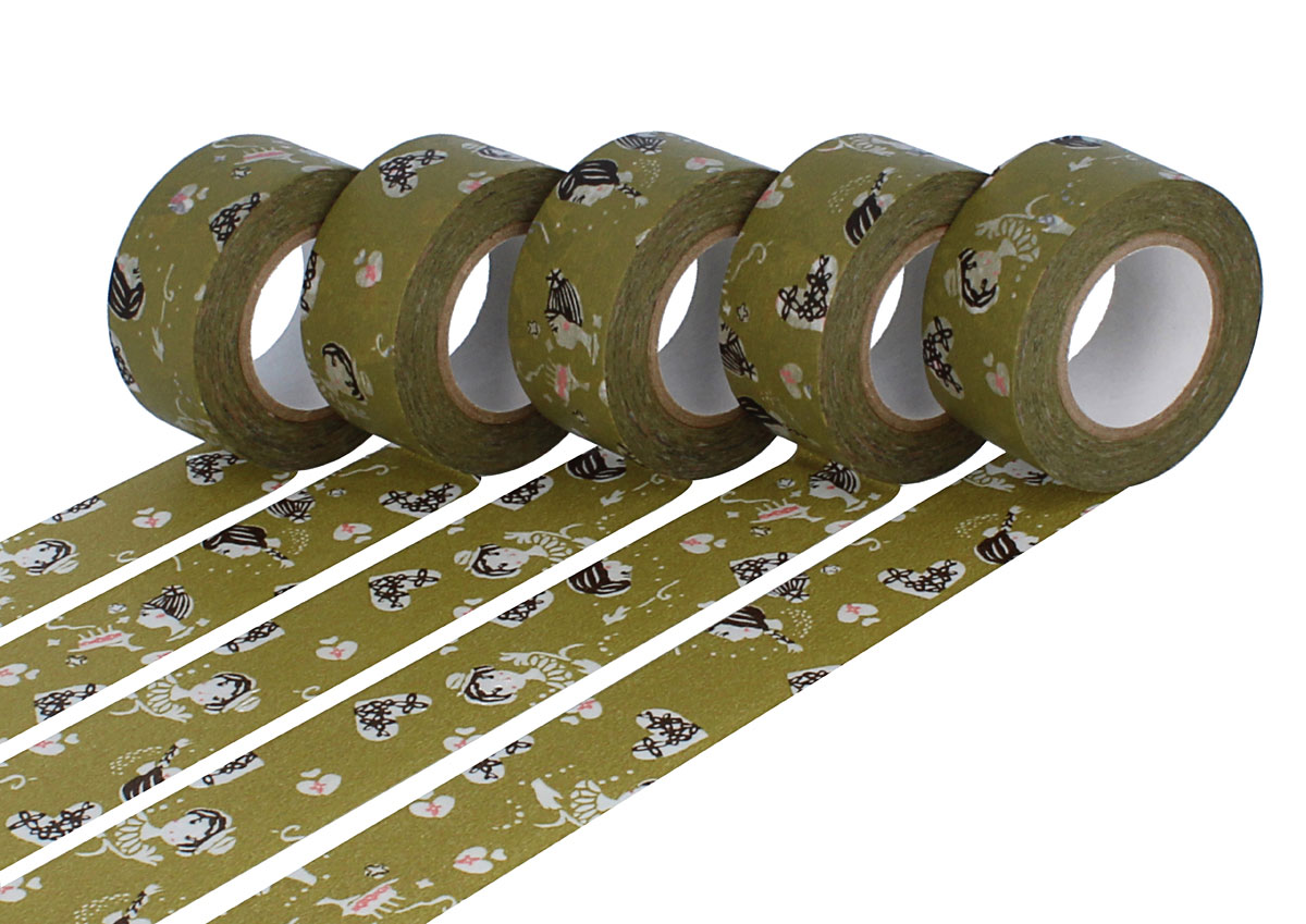 CL45321-06 Set 5 cintas adhesivas masking tape washi girls Yomogi verde Classiky s