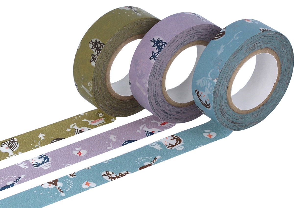 CL45322-01 Set 3 rubans adhesifs masking tape washi girls couleurs assoties Classiky s