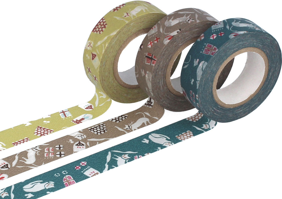 CL45322-05 Set 3 rubans adhesifs masking tape washi cats couleurs assorties Classiky s