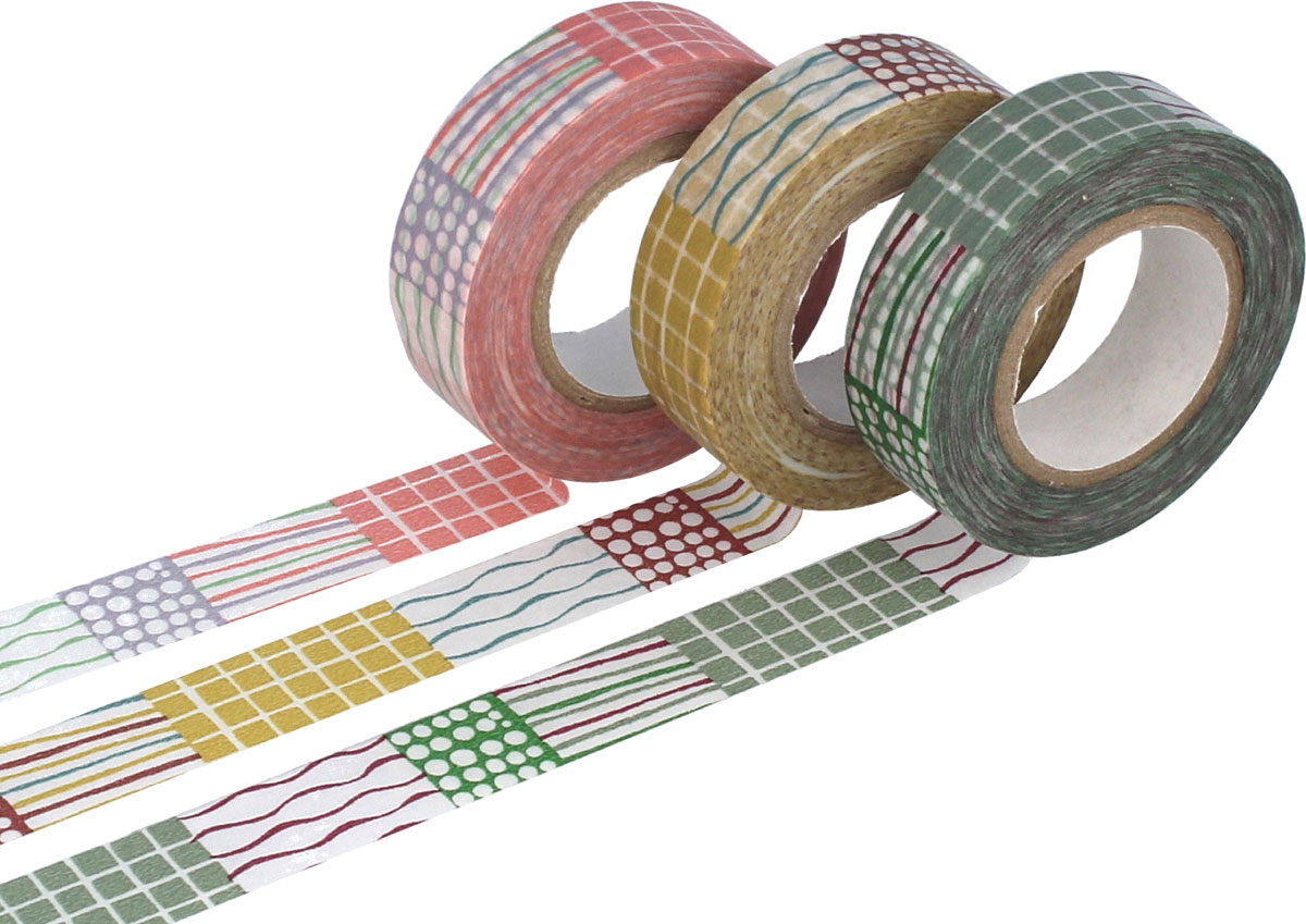 CL45322-08 Set 3 cintas adhesivas masking tape washi textile colores surtidos Classiky s