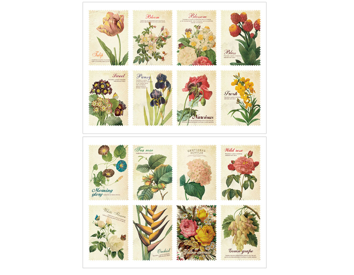 DASS09 Sellos papel adhesivos flower disenos surtidos Dailylike