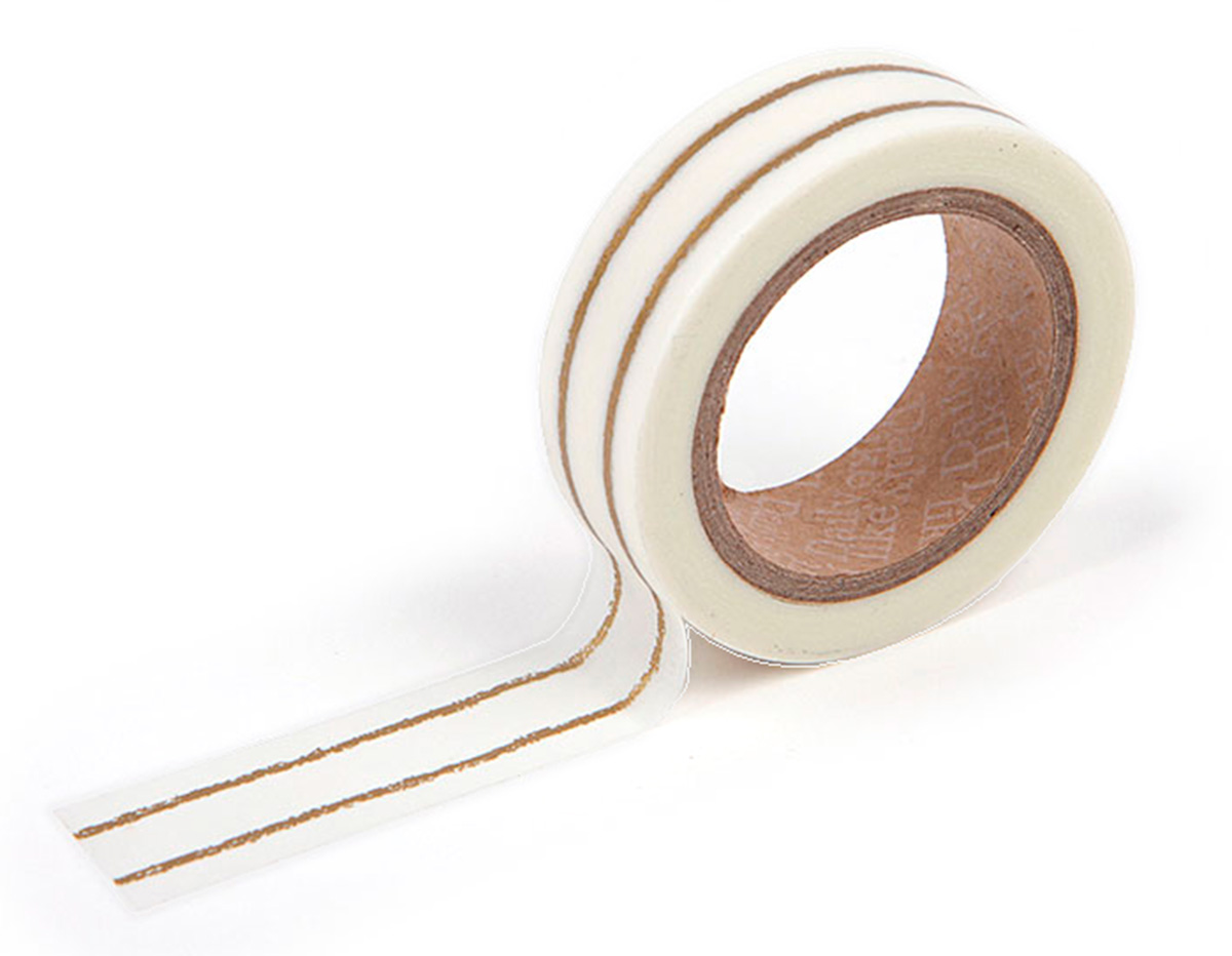 DMT1S25 Cinta adhesiva masking tape washi double line gold Dailylike