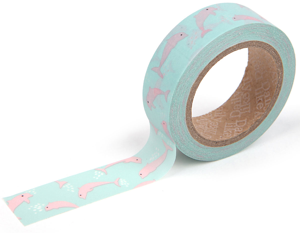 DMT1S32 Cinta adhesiva masking tape washi pink dolphin Dailylike