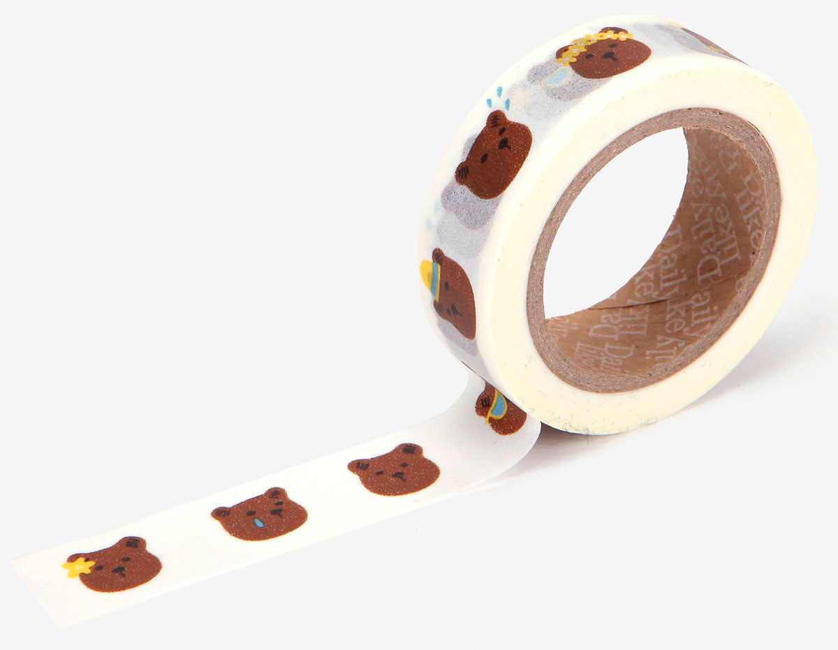 DMT1S78 Cinta adhesiva masking tape washi bear face Dailylike