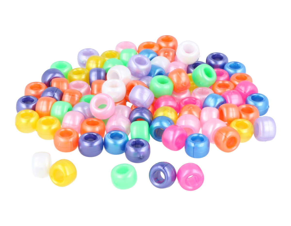 E3701-MN-S1000 Perles cassis en plastique multicolore nacre diam 9mm 1000u aprox trou de 4mm Innspiro