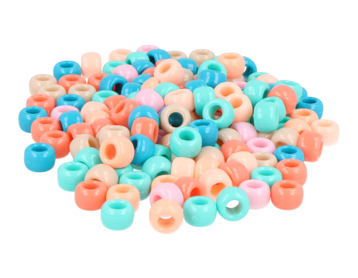 E3701-MPS-S1000 Perles cassis en plastique multicolore pastel diam 9mm 1000u aprox trou de 4mm Innspiro