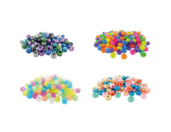 E3701-S4X400 Perles en plastique cassis multicolore automne neon phosphorescent pastel diam 9mm 4 sachets de400u aprox 1600u aprox trou Innspiro - Article