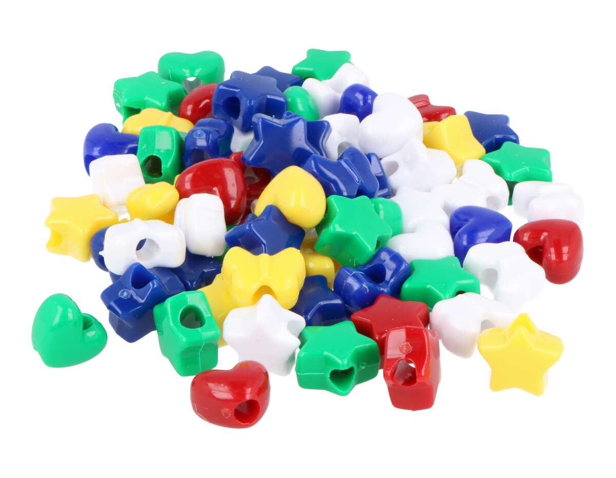 E4595-MO-S500 Perles en plastique en differentes formes multicolore opaque 500u aprox 13mm trou 3 5mm Innspiro