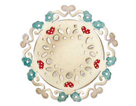 E658912 TroquelTHINLITS Doily Love Silhouette by Laced with love by Scrappy Cat Sizzix