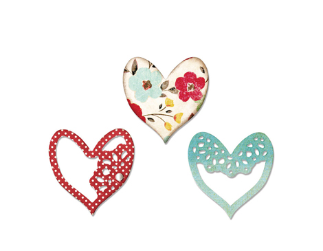 E658916 Set 3 matrices de decoupe THINLITS Alluring Hearts by Scrappy Cat Sizzix