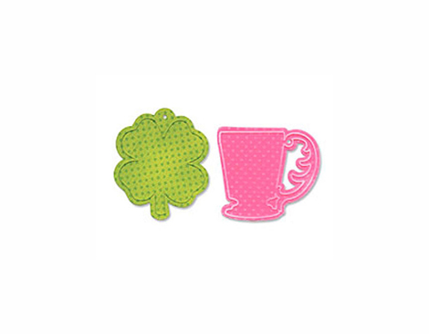 E659182 Set matrice de decoupe BIGZ y TEXTURED IMPRESSIONS Cup clover tags by Where women cook Sizzix