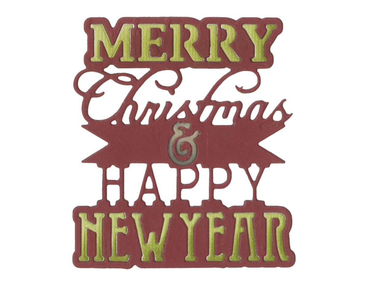 E660662 Matrice de decoupe THINLITS Phrase Merry Christmas Happy New Year by Jen Long Sizzix