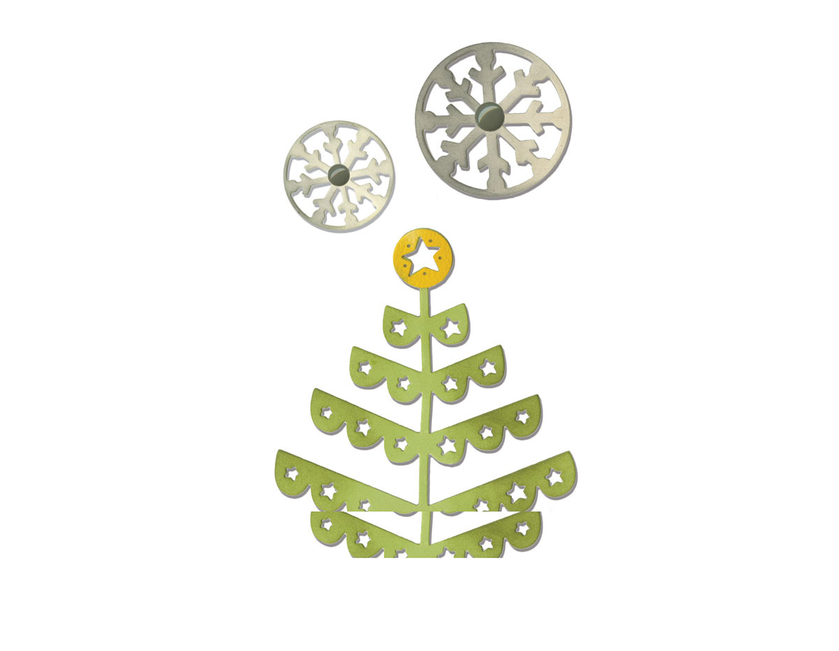 E660726 Set 3 matrices de decoupe THINLITS Christmas tree snowflakes by Debi Potter Sizzix