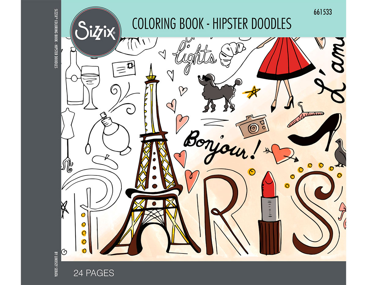 E661533 Set 24 papiers pour colorier adultes Hipster doodles Sizzix