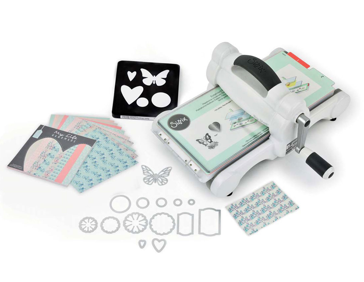 E661545 1-Maquina para troquelar BIG SHOT starter kit White and Grey coleccion My Life Handmade boca 15cm Sizzix