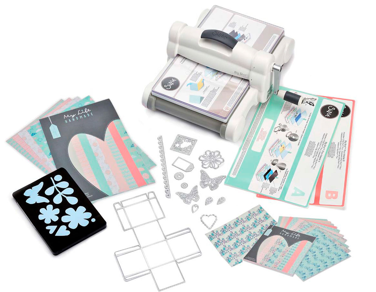 E661546 1-Maquina para troquelar BIG SHOT PLUS starter kit White and Grey coleccion My Life Handmade boca 22 5cm Sizzix