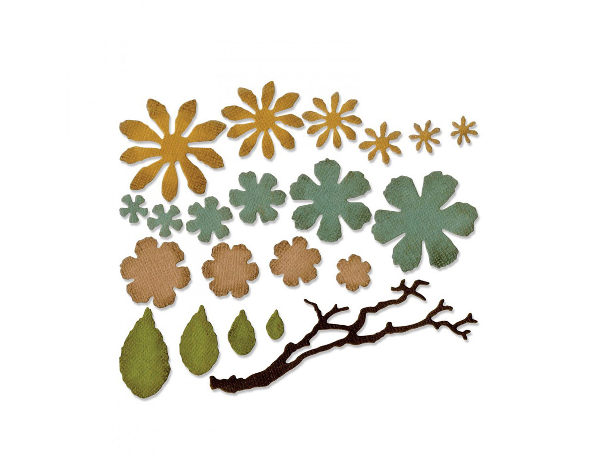 E661806 Set 21 troqueles THINLITS Small tattered floral by Tim Holtz Sizzix