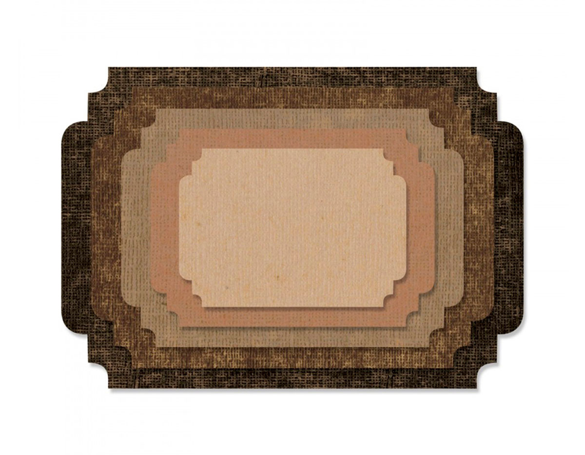 E662695 Set 5 troqueles FRAMELITS Stacked label by Tim Holtz Sizzix