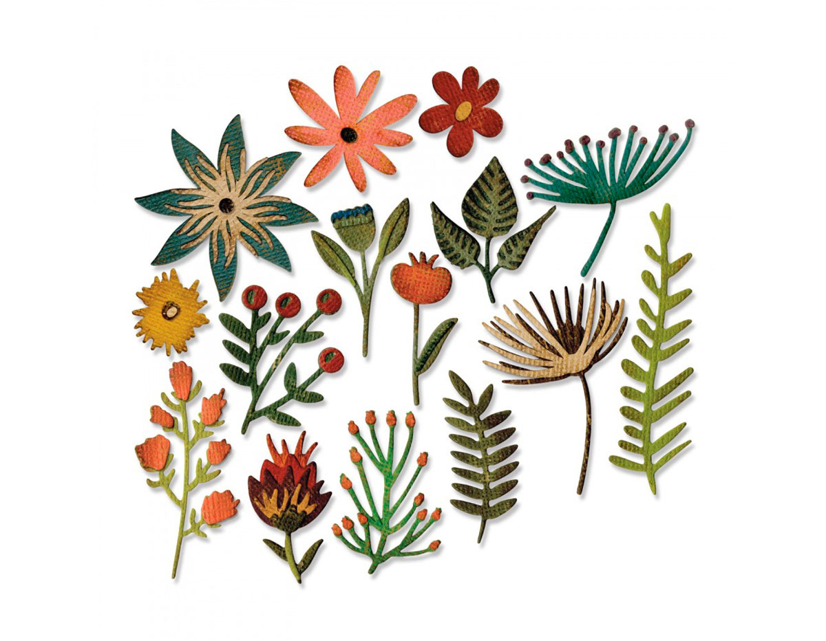 E662702 Set 15 troqueles THINLITS Funky floral 3 by Tim Holtz Sizzix