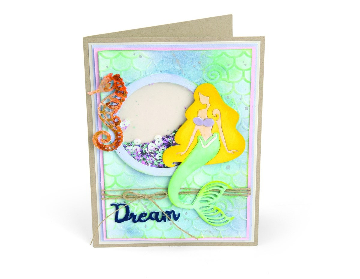 E662752 Set 4 troqueles THINLITS CON TEXTURED IMPRESSIONS Dream mermaid by Courtney Chilson and Jen Long Sizzix