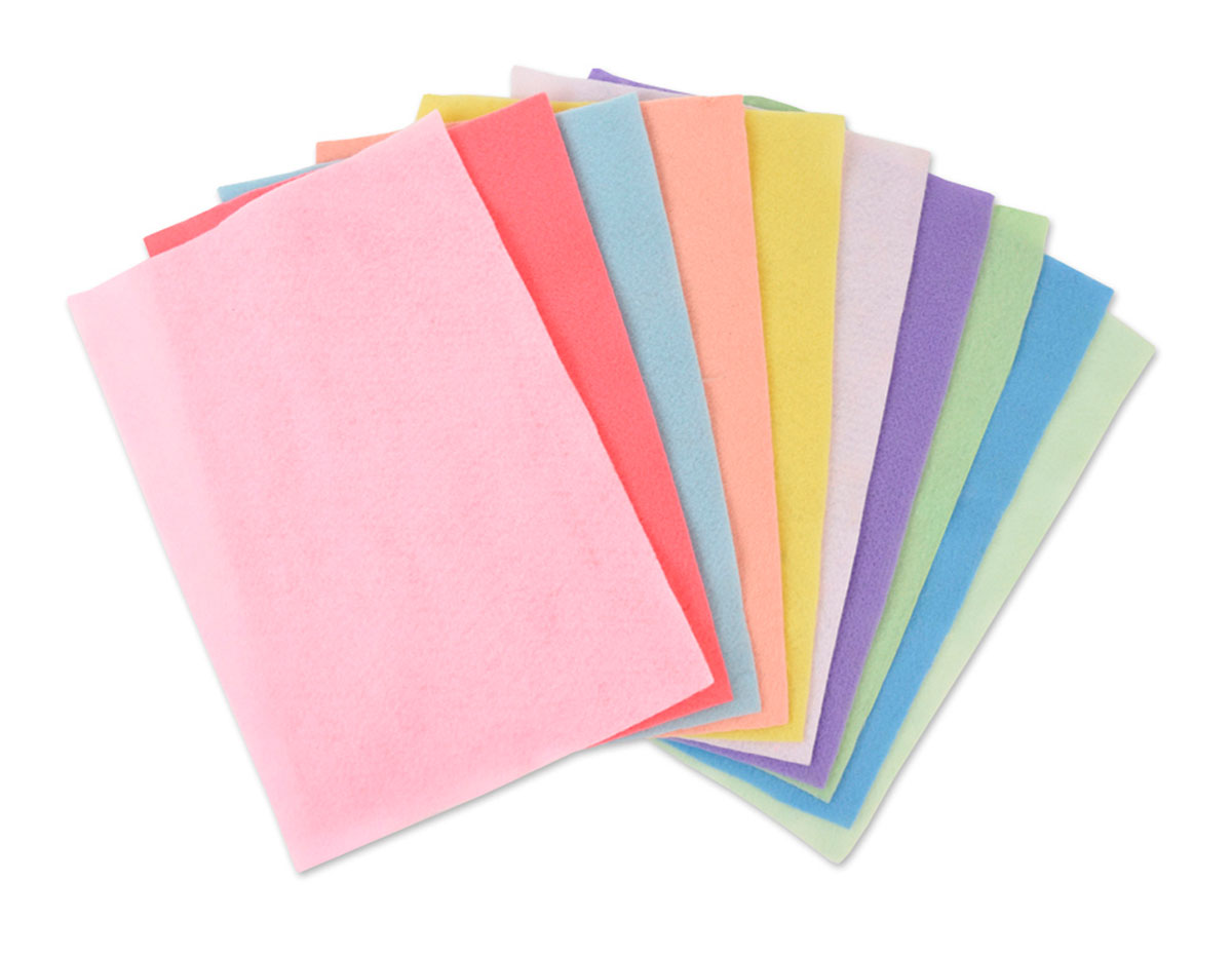 E663022 Set 10 laminas fieltro acrilico colores pastel surtidos A4 2mm Sizzix