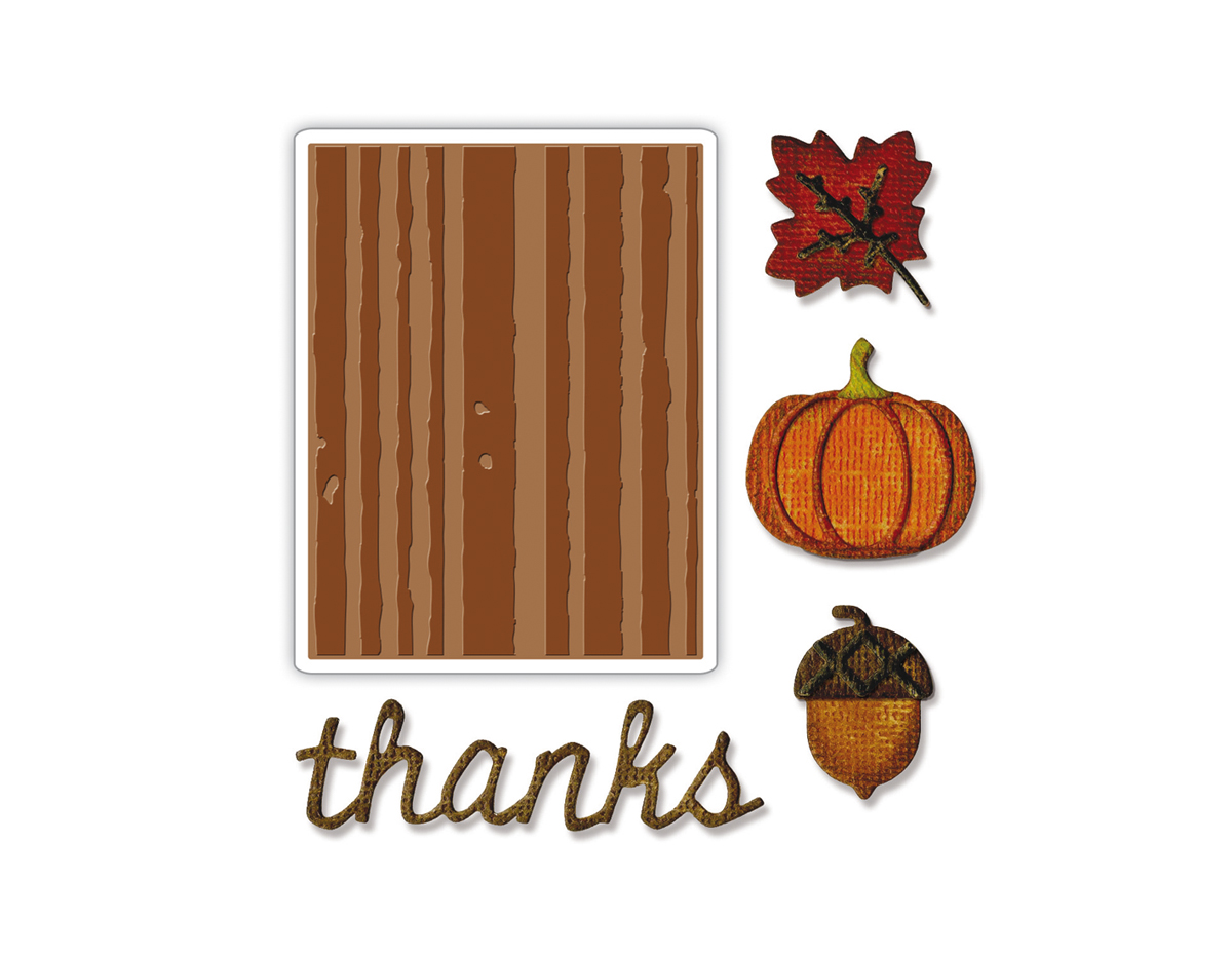 E663071 Mini set 4 troqueles THINLITS con 1 TEXTURED IMPRESSIONS Autumn by Tim Holtz Sizzix