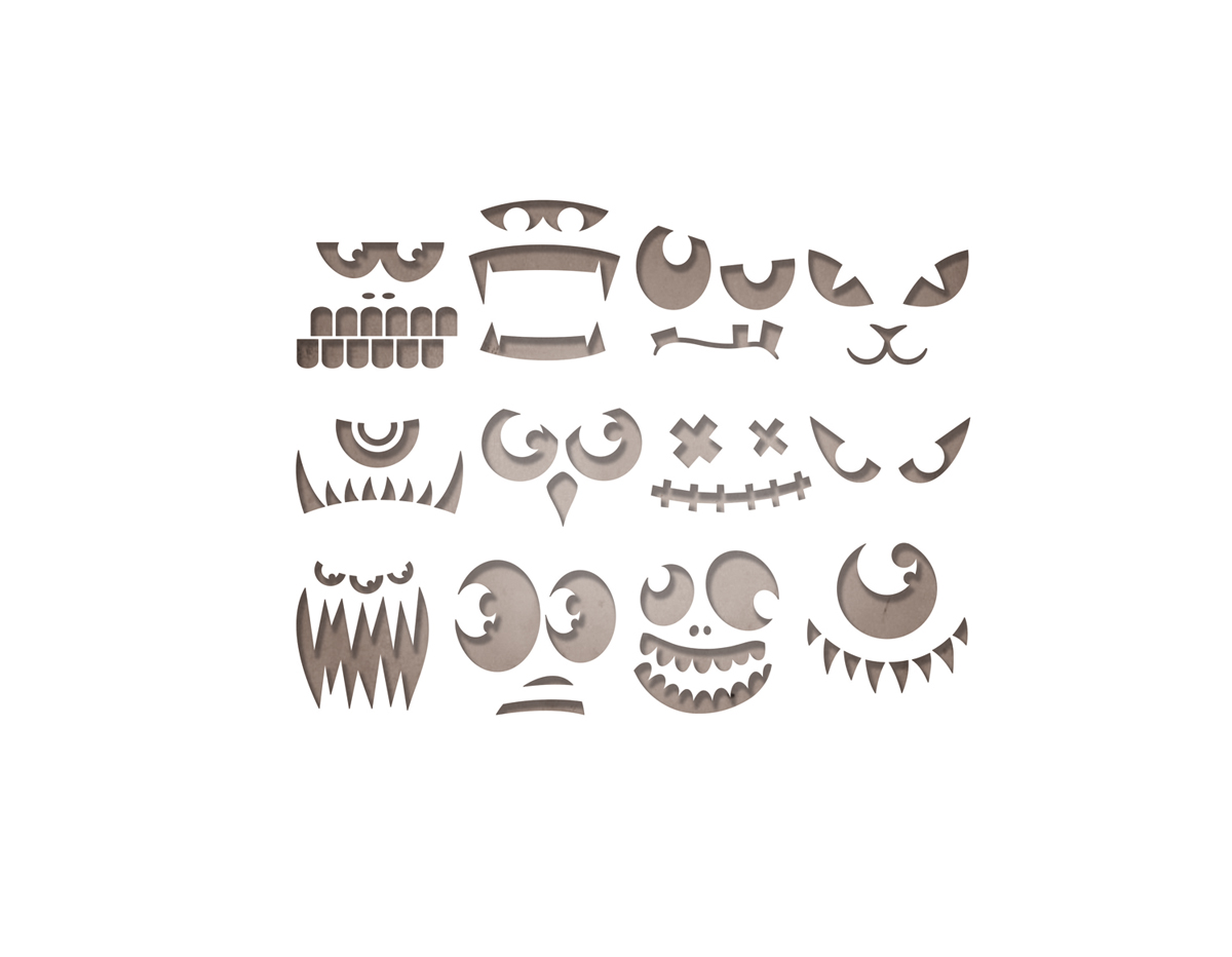 E663090 Set 12 troqueles THINLITS Frightening faces by Tim Holtz Sizzix