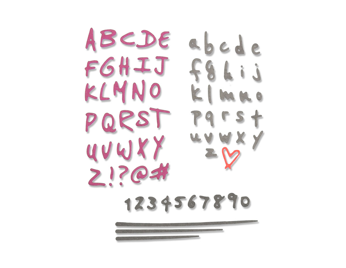 E663408 Set 4 troqueles THINLITS Doodle alphabet y numbers by Sophie Guilar Sizzix