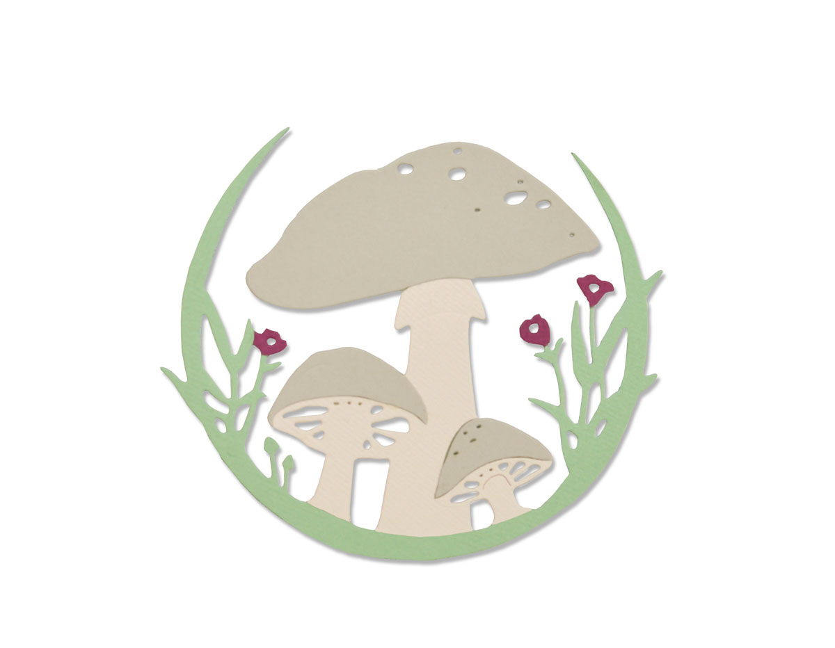E663420 Matrice de decoupe THINLITS Mushroom wreath by Jessica Scott Sizzix
