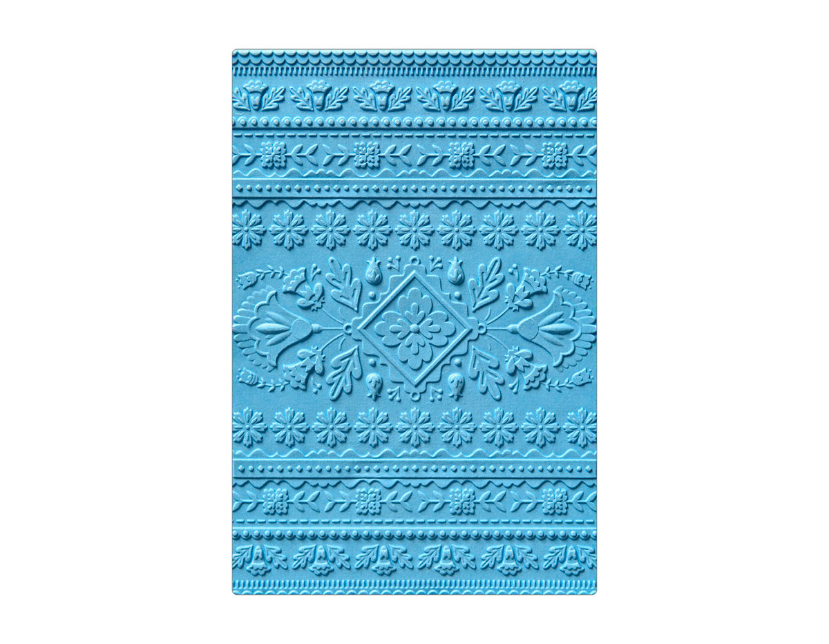 E663613 Placa de textura 3D TEXTURED IMPRESSIONS Folk art pattern by Courtney Chilson Sizzix