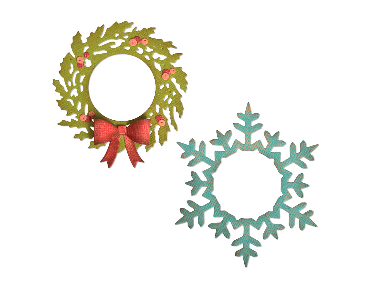 E664210 Set 5 troqueles THINLITS Wreath and snowflake by Tim Holtz Sizzix