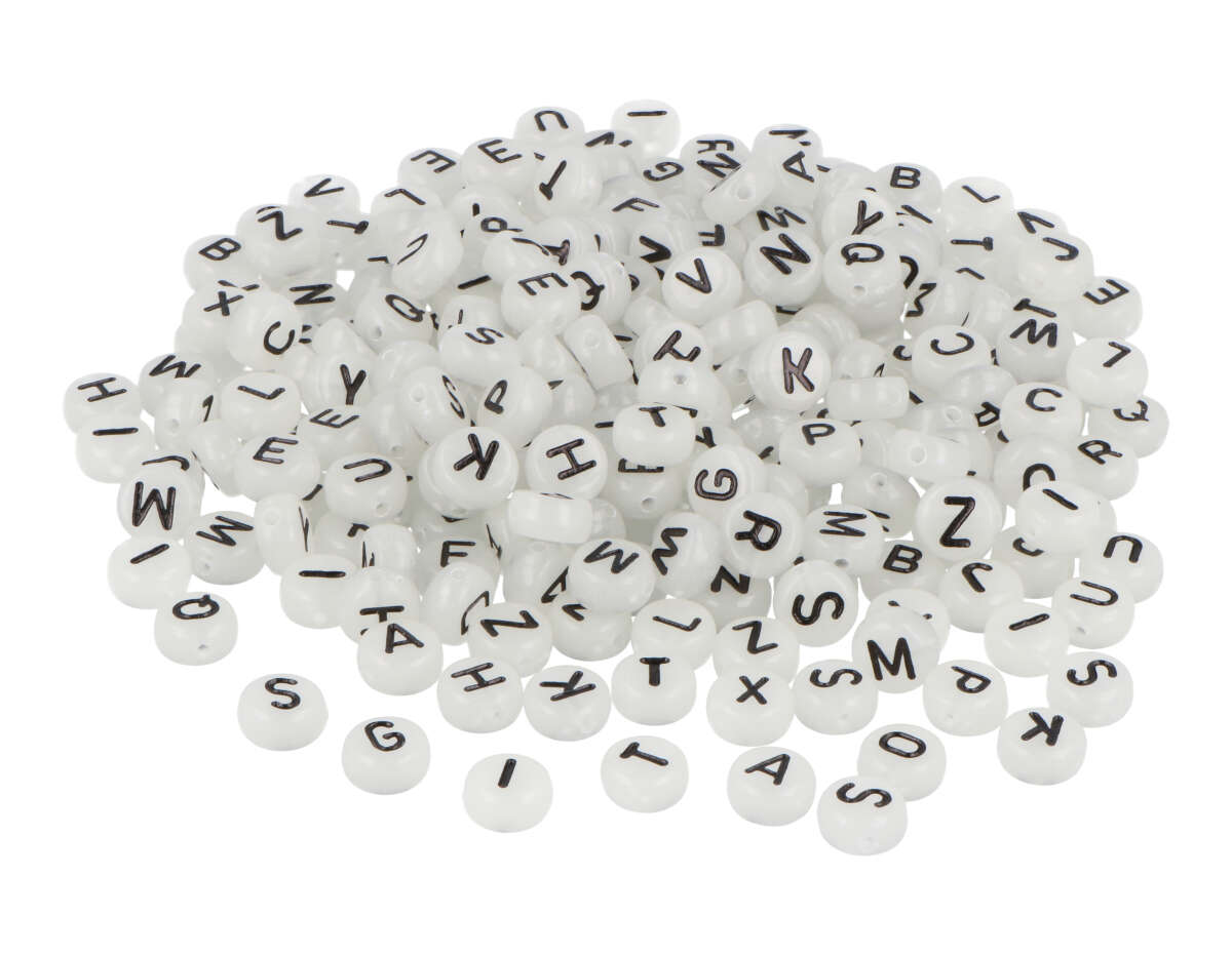 E6772 Perles plastique Lettres Alphabet phosphorescent 1200u aprox 7mm trou 1mm Innspiro
