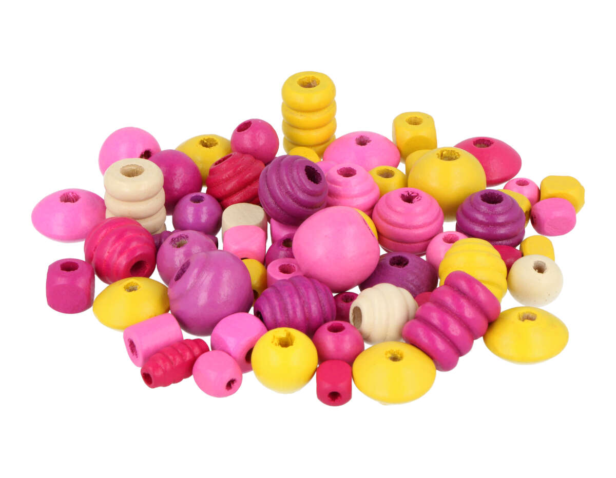 E7223 Perles en bois en differentes formes et couleurs 500gr aprox Innspiro