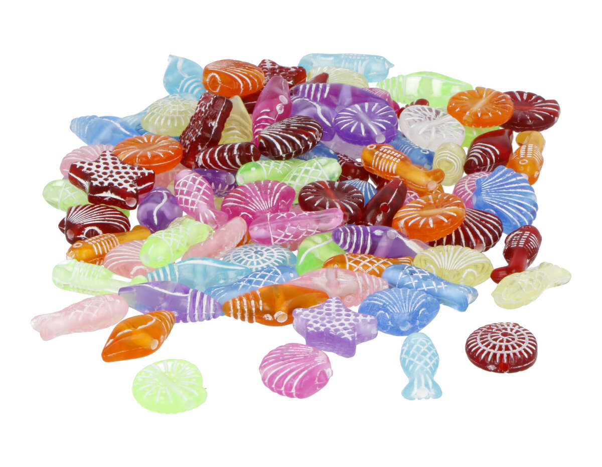 E7415 Perles en plastique Coquillage multicolore de 12-17mm 500u aprox trou 1 5mm Innspiro