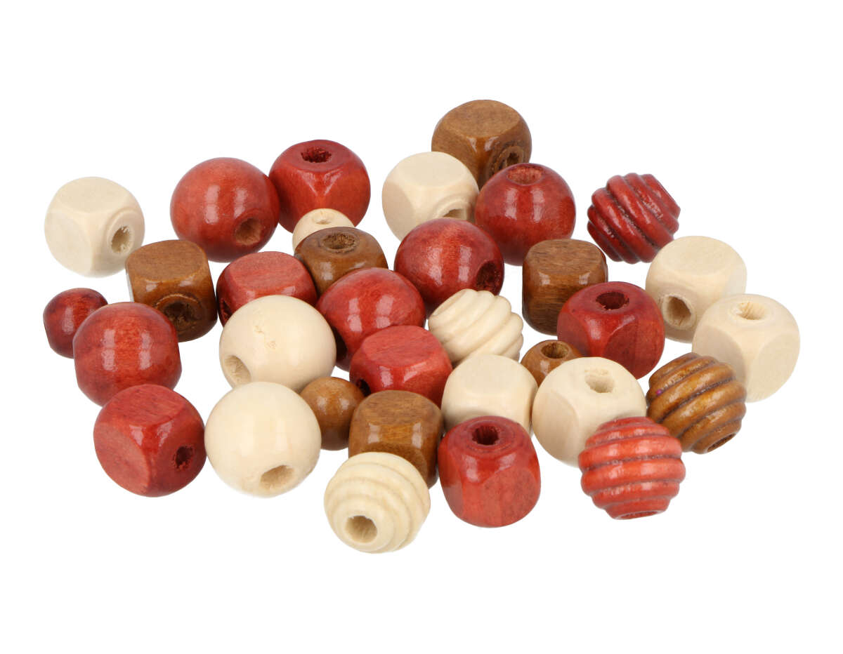 E7420 Perles en bois en differentes formes et couleurs naturel et marron 250gr aprox Innspiro