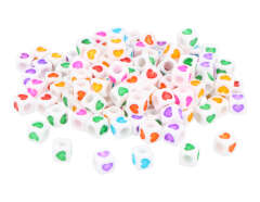 E7494-B600 Perles en plastique en forme de cube coeurs multicolore opaque 7mm 600u aprox trou 4mm Innspiro - Article