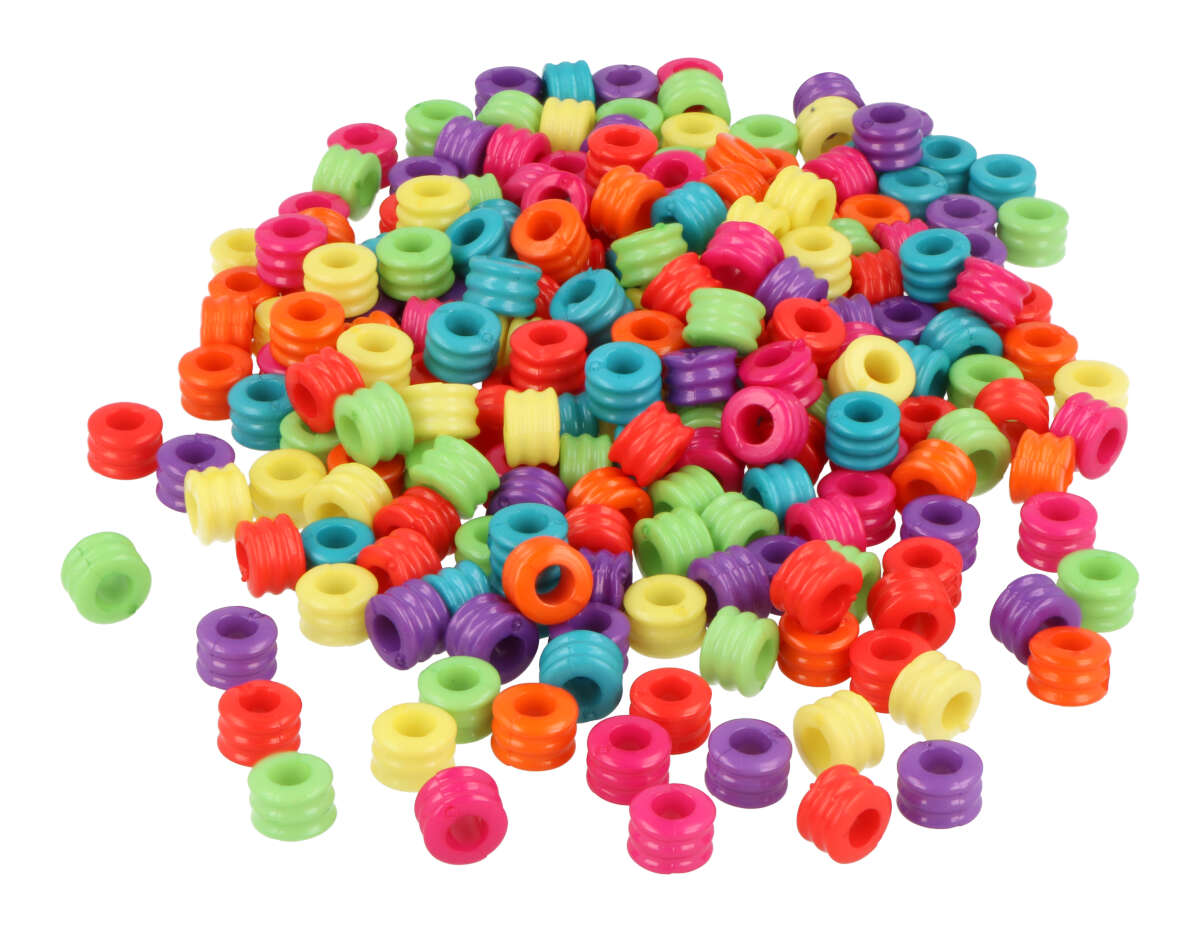 E7561 Perles en plastique en forme de cylindre multicolore opaque 6x4mm 1400u aprox trou 3mm Innspiro
