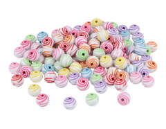 E7624 Perles en plastique rondes spirales multicolore opaque 8mm 500u aprox trou 1 5mm Innspiro - Article