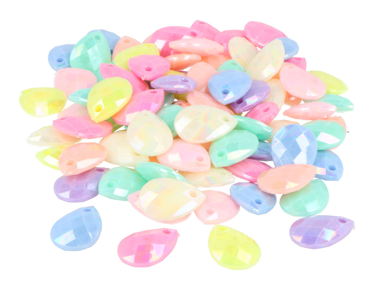 E7625 Perles en plastique en forme de poires plates multicolore opaque 18x13mm 300u aprox trou 2mm Innspiro